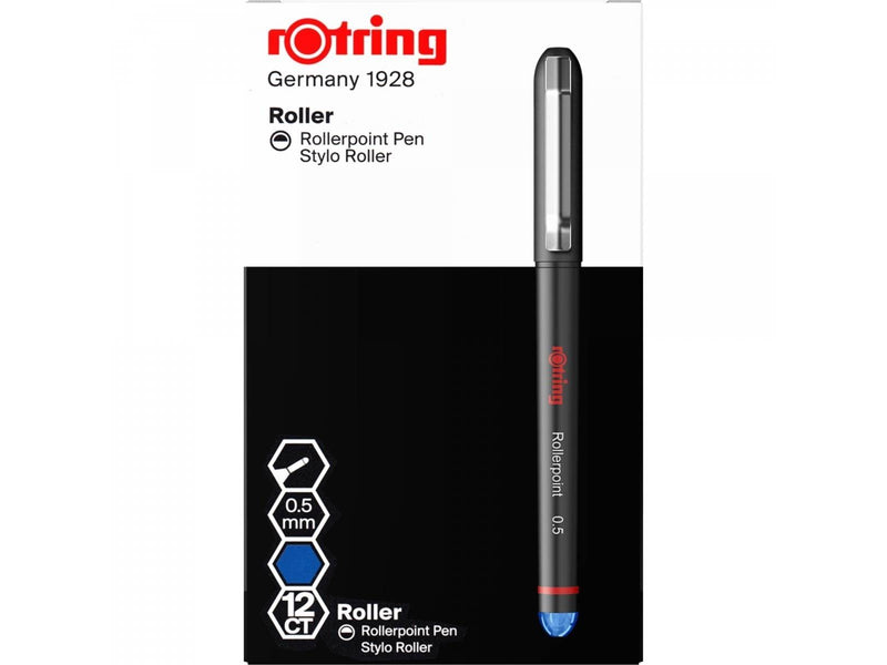 Rotring rOtring Rollerball Tintenroller | Nadelspitze (0,5 mm) für präzise Linien | blaue Tinte | 12 Stück