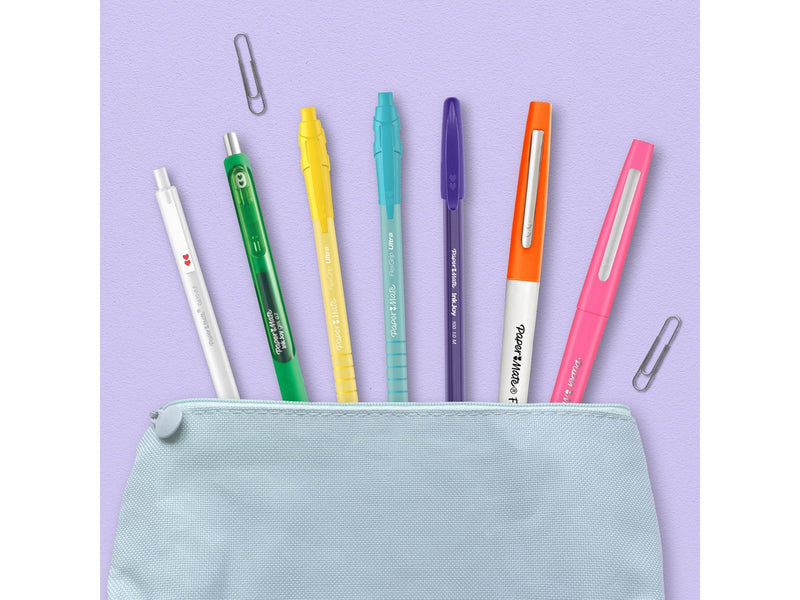 Paper Mate Flexgrip Ultra-Druckkugelschreiber | mittlere Spitze (1,0 mm) | schwarze Tinte | Pastellfarben | 5 Stück