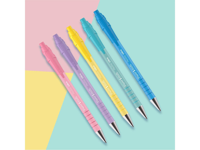 Paper Mate Flexgrip Ultra-Druckkugelschreiber | mittlere Spitze (1,0 mm) | blaue Tinte | Pastellfarben | 5 Stück