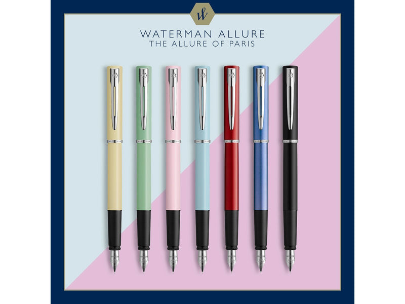 Waterman Allure Füller | Pastell-Macaron Rosa | Füllfederhalter mit feiner Feder | Blaue Tinte | Geschenkbox