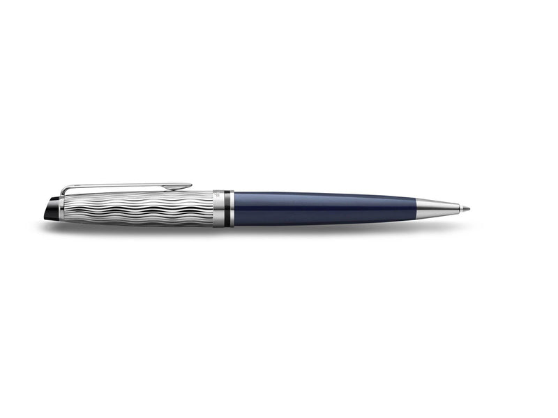 Waterman Expert Kugelschreiber | Metall und blaue Lackierung | ziselierte Kappe | blaue Tinte | Geschenkbox