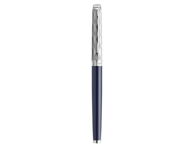 Waterman Hémisphère Füller | Metall und blaue Lackierung | ziselierte Kappe | Füllfederhalter mit feiner Edelstahlfeder  | blaue