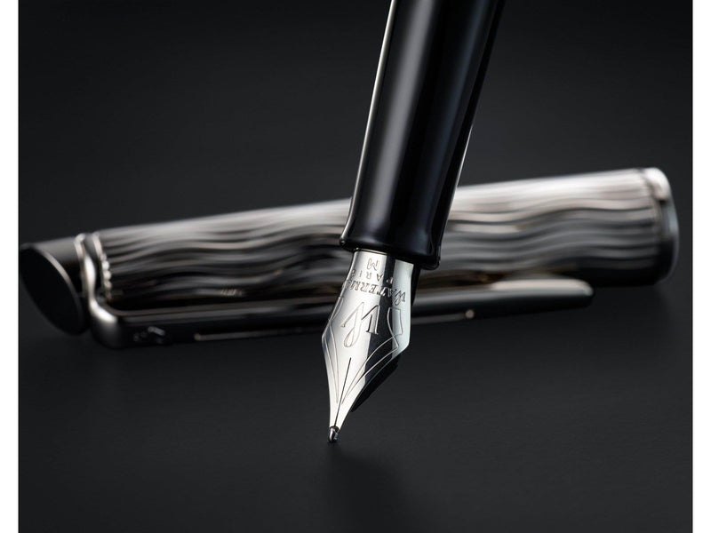 Waterman Hémisphère Füller | Metall und blaue Lackierung | ziselierte Kappe | Füllfederhalter mit feiner Edelstahlfeder  | blaue