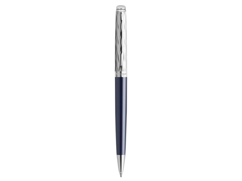 Waterman Hémisphère Kugelschreiber | Metall und blaue Lackierung | ziselierte Kappe | blaue Tinte | Geschenkbox