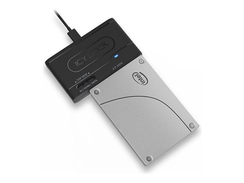 Icy dock EZ-Adapter MB104U-1SMB - storage controller - M.2 Card (PCIe NVMe & SATA) / SATA SSD - USB 3.2 (Gen 2)