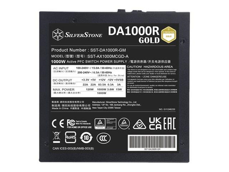SilverStone Decathlon Series DA1000R Gold Netzteile - 1000 Watt - 135 mm - ATX 3.0 - 80 Plus Gold zertifiziert