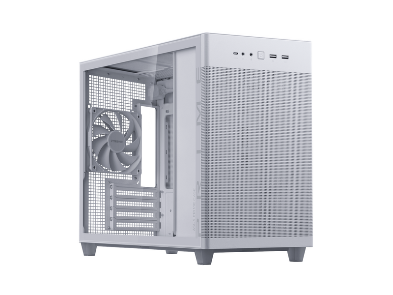 ASUS Prime AP201 Tempered Glass - White - Gehäuse - Minitower - Weiß