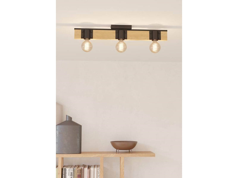 EGLO BAILRIGG ceiling lamp 3L black/wood