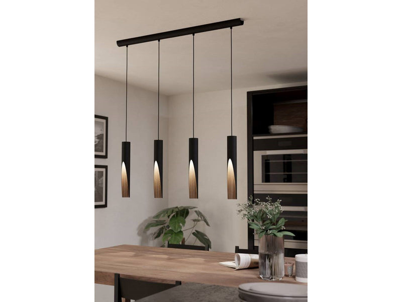 EGLO BARBOTTO long table pendant black/wood