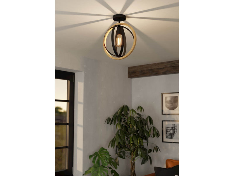 EGLO BASILDON ceiling lamp black/wood