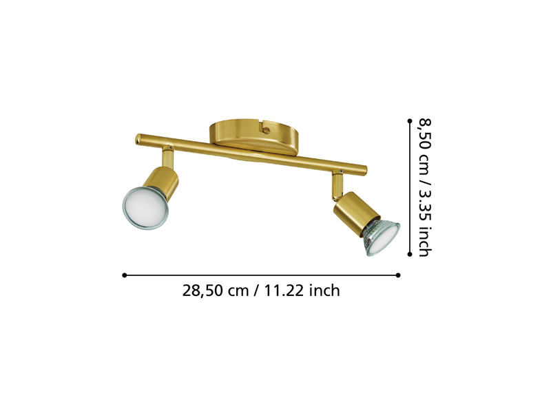 EGLO BUZZ LED spot rail 2L brushed brass