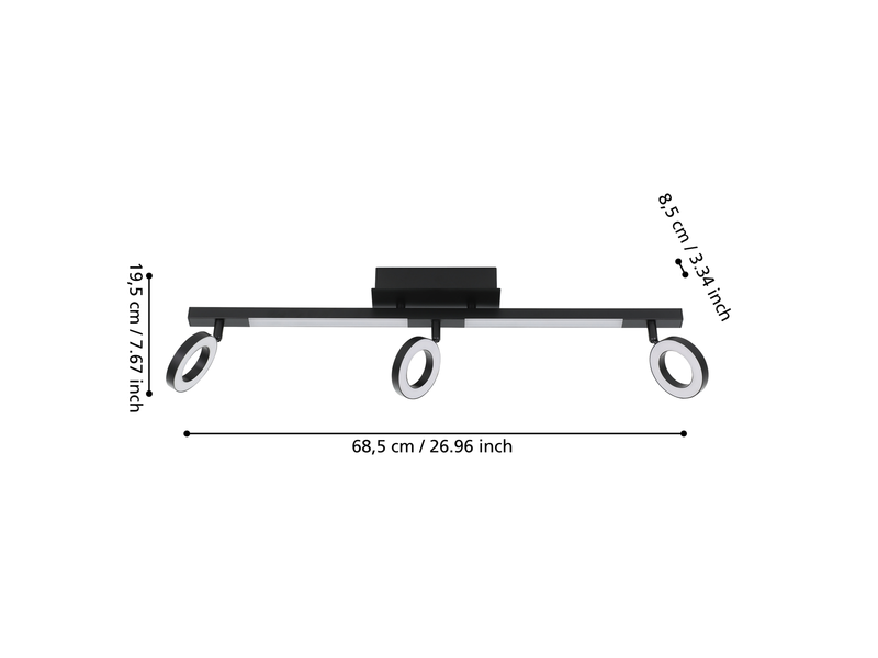 EGLO CARDILLIO spot rail 3L black