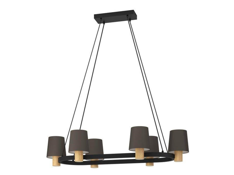 EGLO EDALE LANGBORD 6L E27 L1080 SORT/TRÆ/CAPPUCCINO