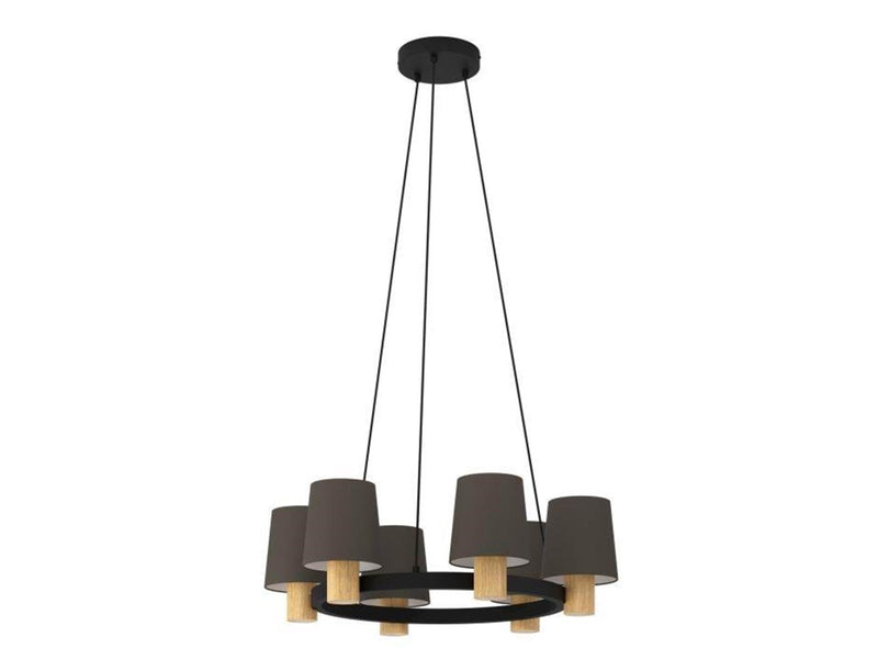EGLO EDALE LYSEKRONE 6L E27 Ø700 SORT/TRÆ/CAPPUCCINO
