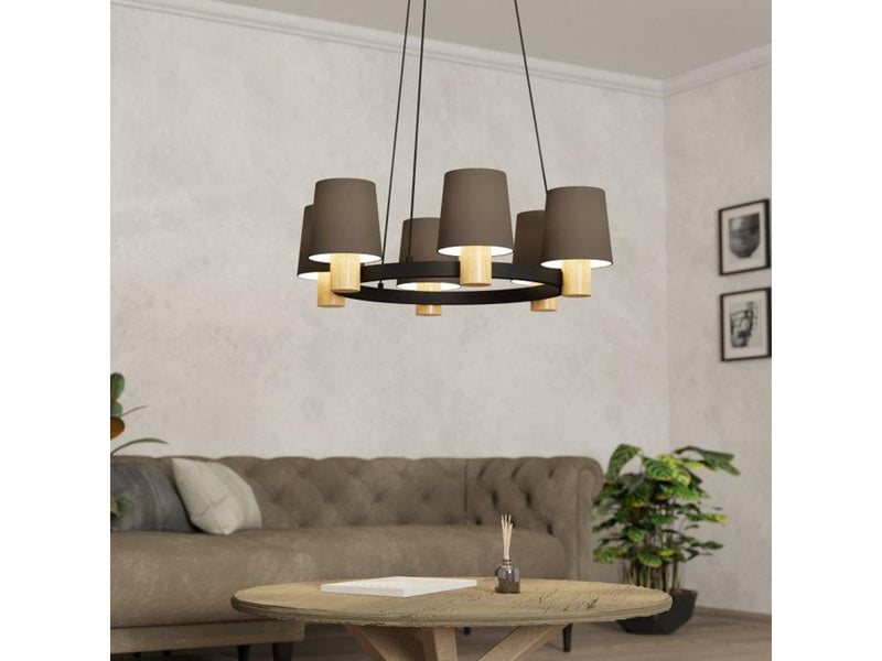 EGLO EDALE LYSEKRONE 6L E27 Ø700 SORT/TRÆ/CAPPUCCINO