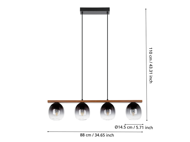 EGLO FILAGO long table pendant black/brown