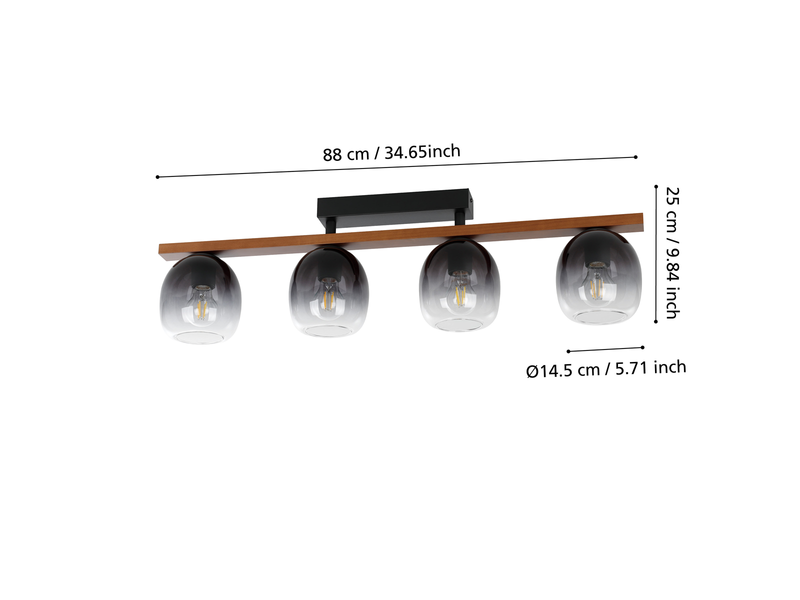 EGLO FILAGO ceiling lamp 4L black/brown