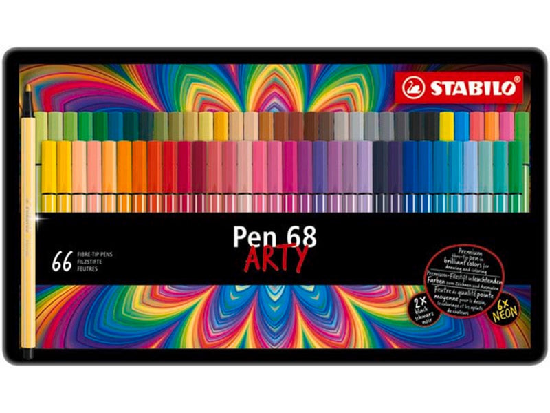 STABILO  Pen 68 Arty metal tin of 66 colors