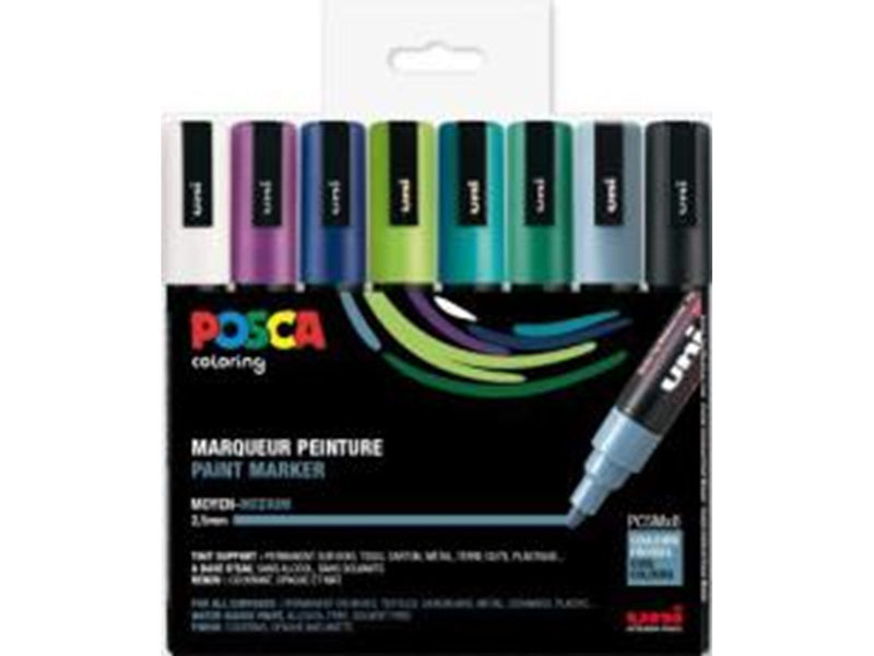 POSCA  marker sæt PC-5M 8 ass. Cool colors