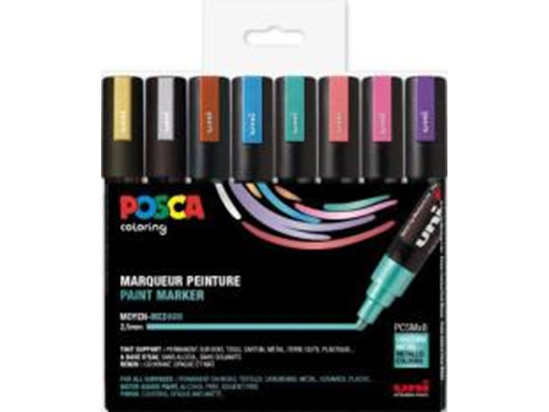 POSCA  marker sæt PC-5M 8 ass. metallic. colors