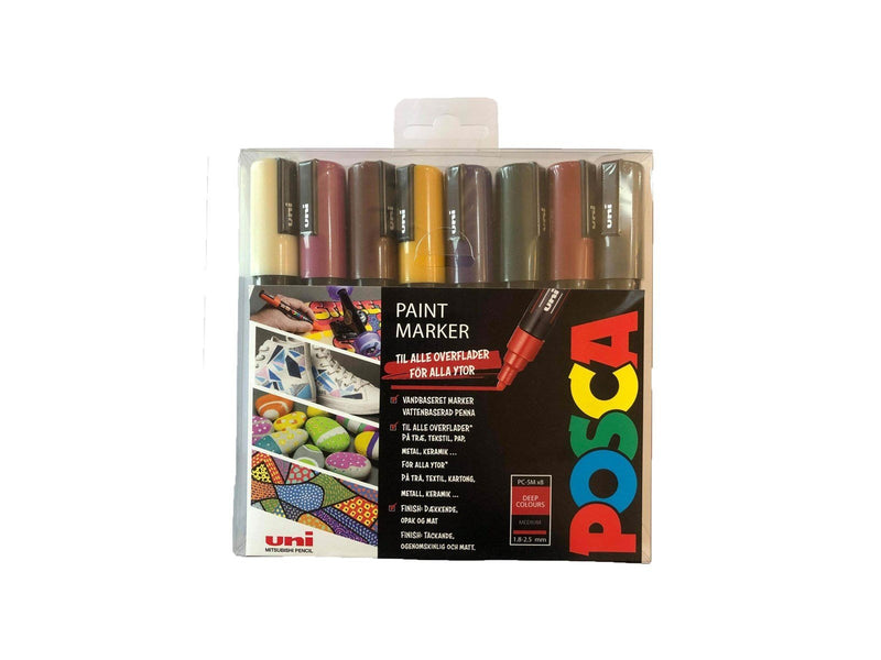 POSCA  marker sæt PC-5M 8 ass. DEEP colors