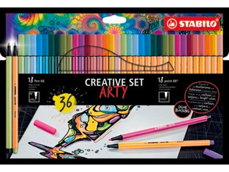 STABILO  Pen 68/88 Arty cardboard box of 36 pens in 18 colors