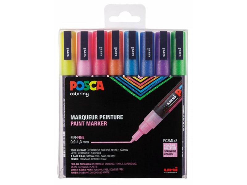 POSCA  marker sæt PC-3M 8 ass. colors Glitter