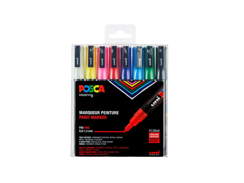 POSCA  marker sæt PC-3M 8 ass. colors std.