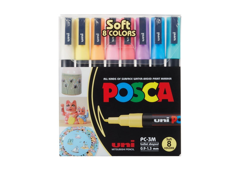 POSCA  marker sæt Soft Colors PC-3M 8 ass.