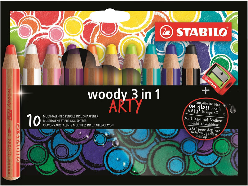 STABILO  woody Arty 3 in 1 cardboard wallet of 10 pens incl. a sharpener