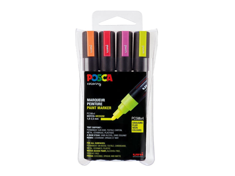 POSCA  marker sæt PC-5M 4 ass. colors neon