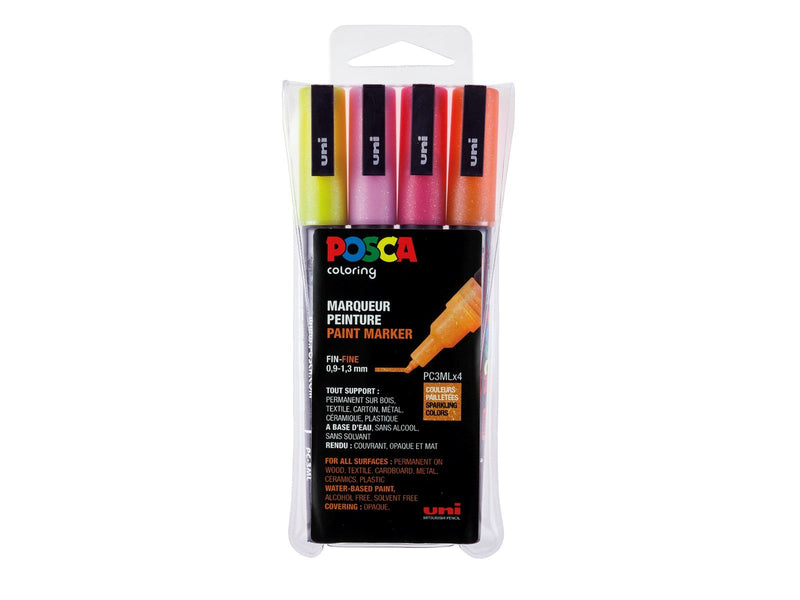 POSCA  marker sæt PC-3M 4 ass. Glitter colors warm