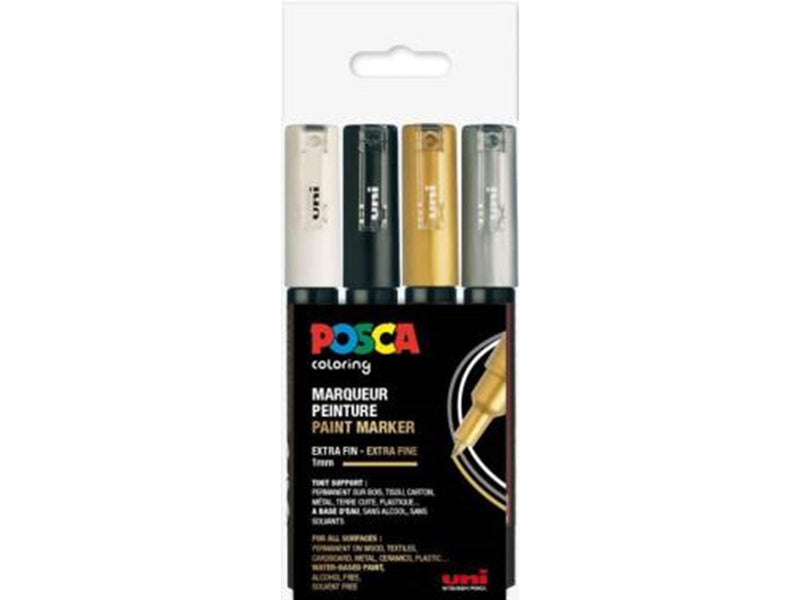 POSCA  marker sæt PC-1M 4 colors g-s-b-w