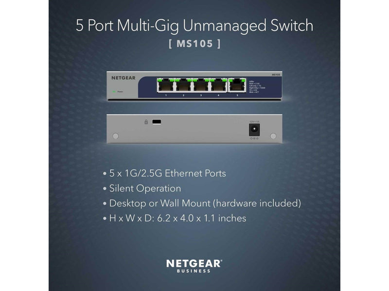 Netgear MS105 5-Port Multi-Gigabit (2.5G) Ethernet Unmanaged Switch