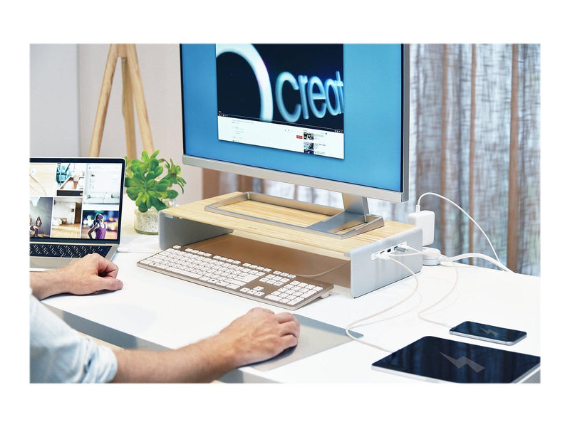 j5create Wood Monitor Stand with Docking Station