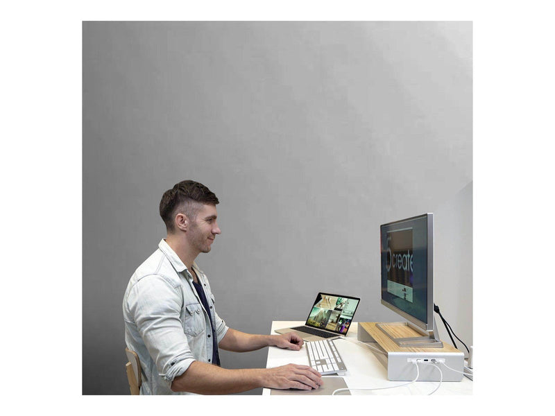 j5create Wood Monitor Stand with Docking Station