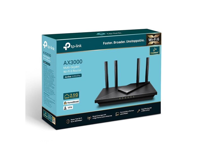 TP-Link Archer AX55 Pro AX3000 Multi-Gigabit Wi-Fi 6 Router with 2.5G Port - Wireless router Wi-Fi 6