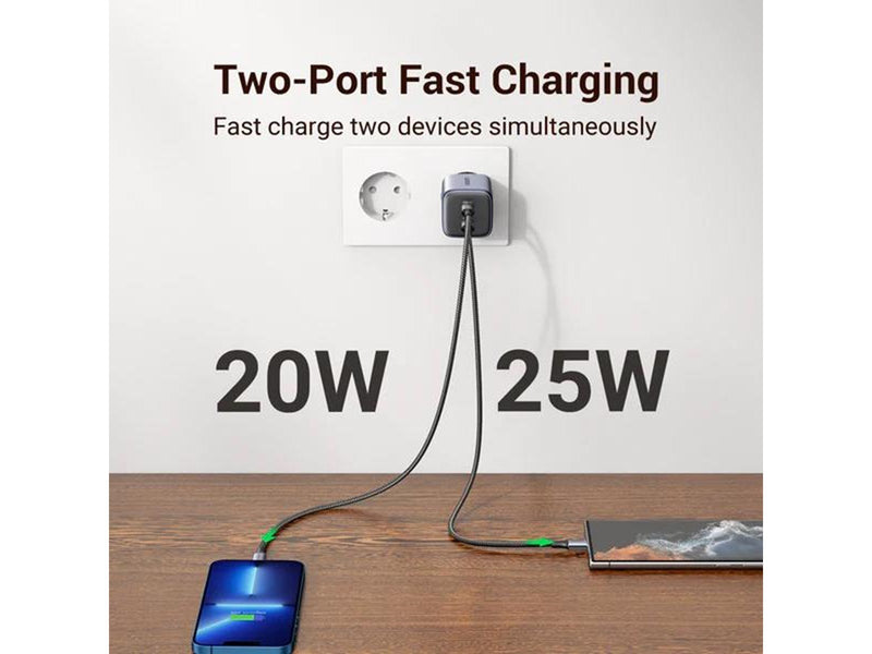 UGREEN Nexode GaN 45W Dual USB-C PD Charger - Space Gray