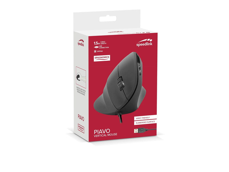 Speed-Link Piavo Ergonomic Vertical USB Mouse - Ergonomische Maus (Schwarz)
