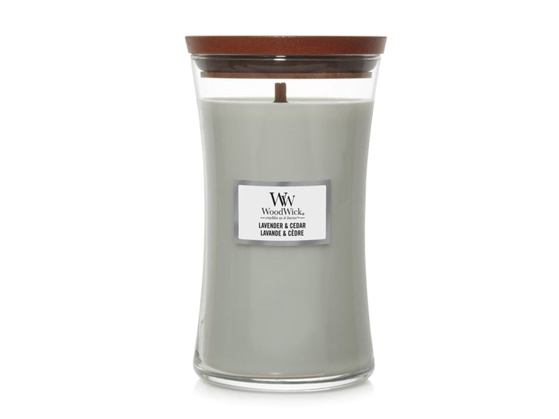 WoodWick Scented candle with wooden lid - Lavender & Cedar