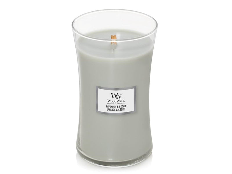 WoodWick Scented candle with wooden lid - Lavender & Cedar