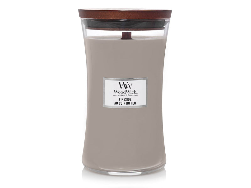 WoodWick Scented candle with wooden lid - Fireside