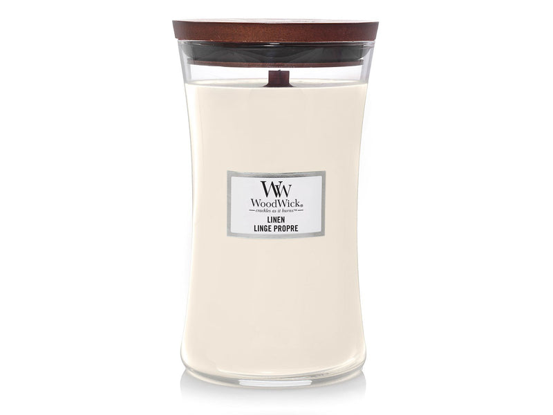 WoodWick Scented candle with wooden lid - Linen