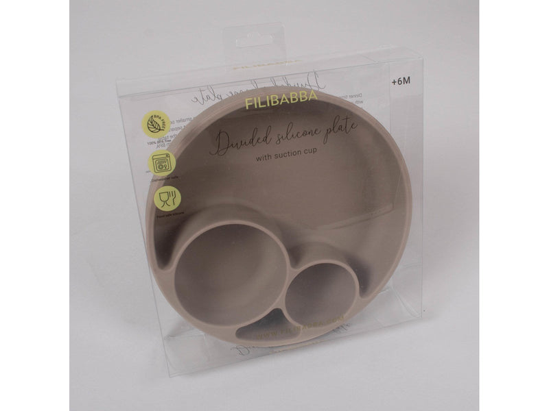 Filibabba Silicone divided plate - Warm Grey