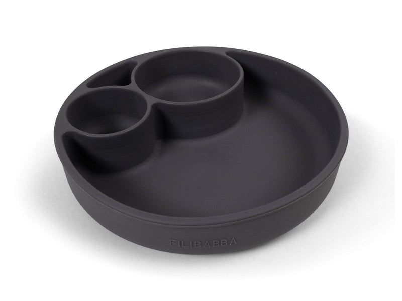 Filibabba Silicone divided plate - Stone Grey