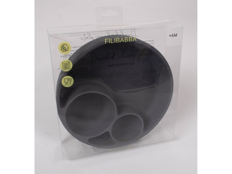 Filibabba Silicone divided plate - Stone Grey