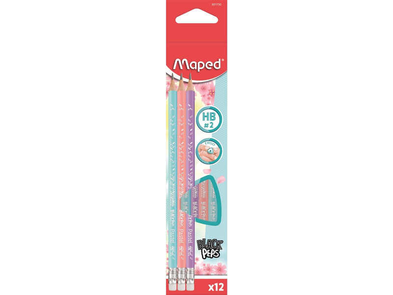 Maped blackpeps school pencil Pastel HB. Box of 12 pcs