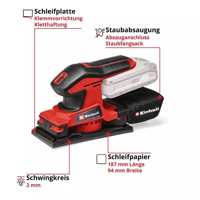 Einhell Akku-Schwingschleifer TC-OS 18/187 Li Solo (4460725)