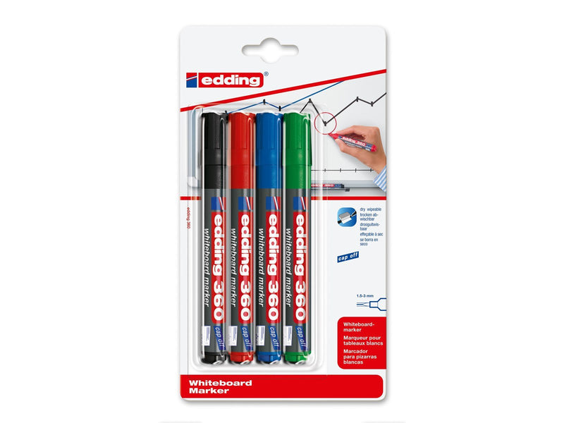 Edding e-360 whiteboard marker set of 4 assorted