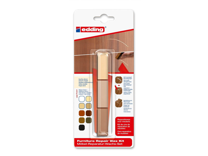Edding e-8901 furniture repair wax kit beech/maple